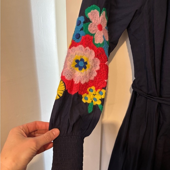 Boden Dark Blue Dress with Multicolor Floral Patterns - Picture 5 of 6